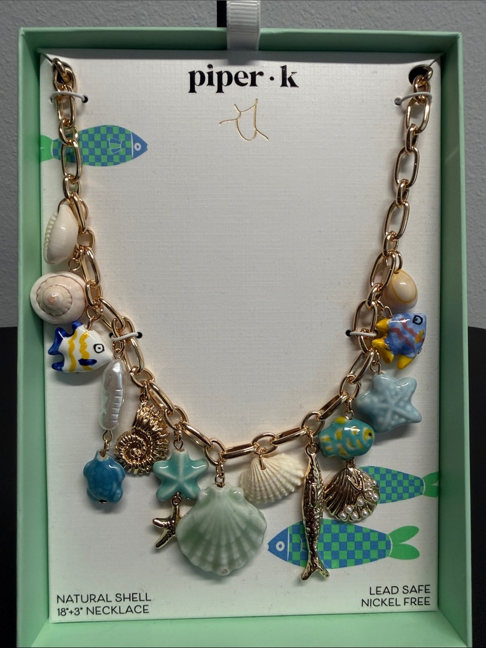 Piper K | Natural Shell Mixed Sea-Life Paperclip Chain  Charm Necklace ✨